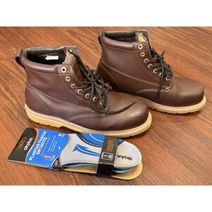 BBC Mens Work Boots Brown Size 11D Oil Resistant Lace Up W/ New Airplus Insoles